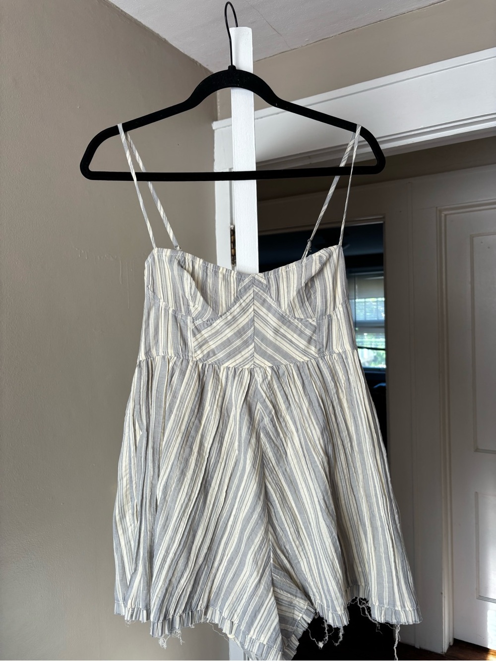 Urban Outfitters Cream and Blue Striped Romper